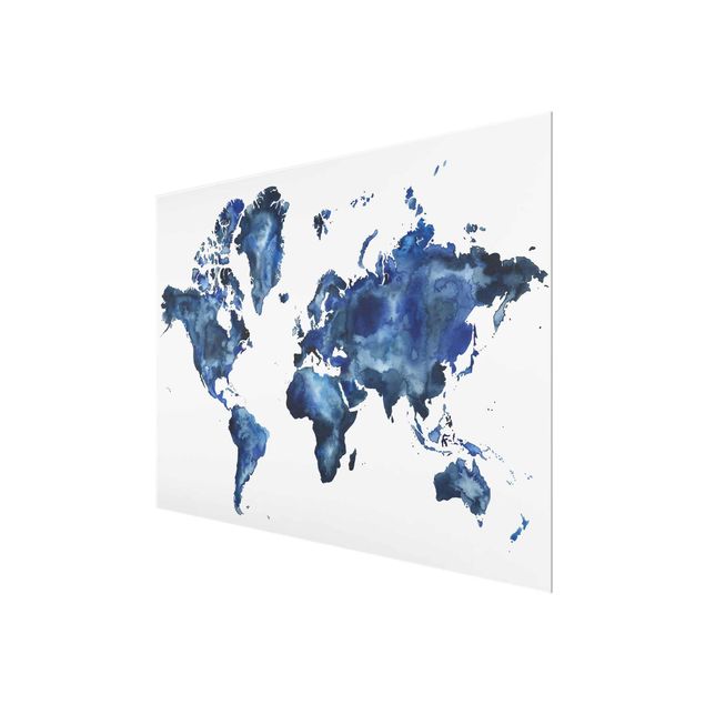 Obraz niebieski Wodna mapa świata światło