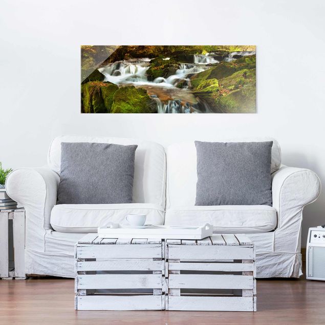 Obrazy na szkle krajobraz Wodospad jesienny las