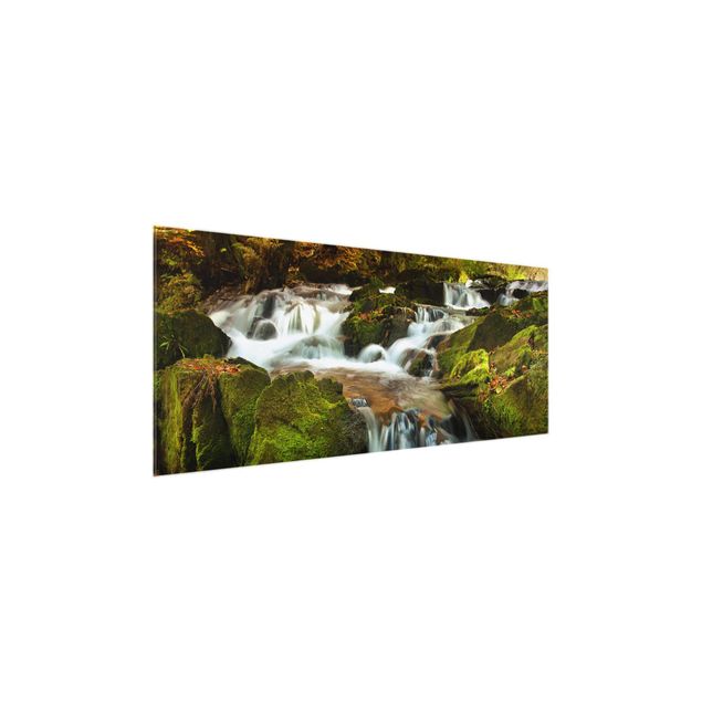 Obrazy na szkle wodospad Wodospad jesienny las
