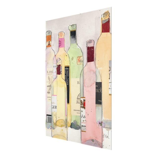 Obraz na szkle - Butelki do wina w akwareli I