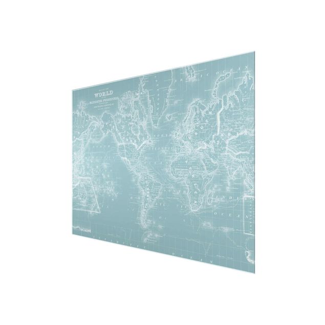 Niebieskie obrazy Mapa świata w kolorze lodowego błękitu
