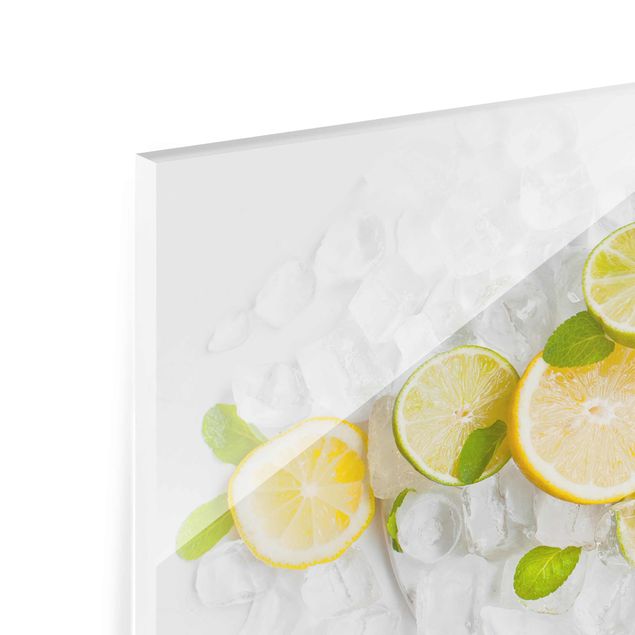 Glas Magnetboard Owoce cytrusowe na kostkach lodu