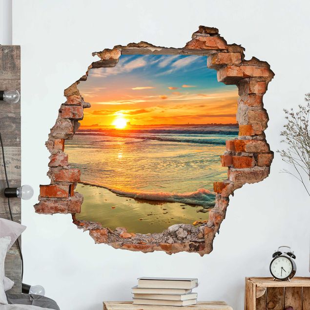Naklejki na ścianę wyspa 3D Złoty wschód słońca