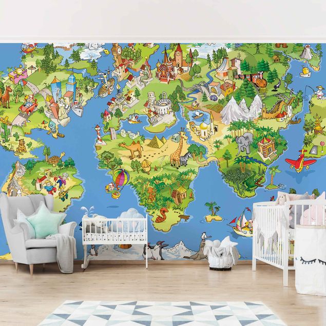 Pokój dziecięcy Wielka i śmieszna mapa świata