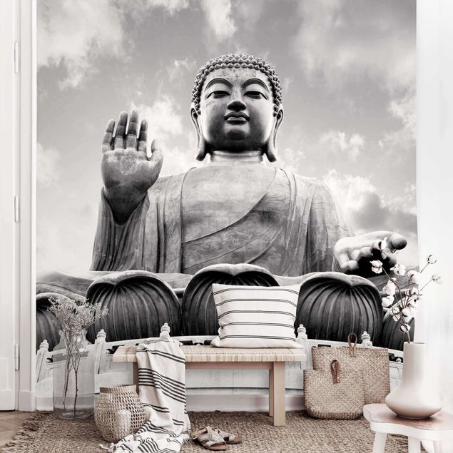 Tapety Duży Budda Czarno-biały