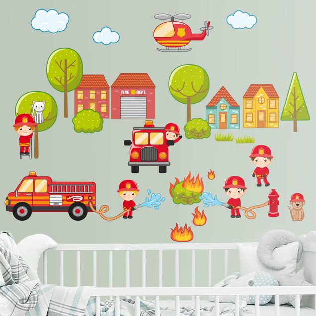 Pokój niemowlęcy i dziecięcy  Duży zestaw strażacki Strażak Wóz strażacki
