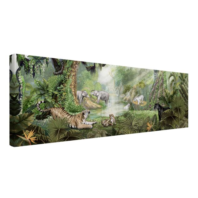 Obrazy nowoczesny Wielkie koty w oazie dżungli
