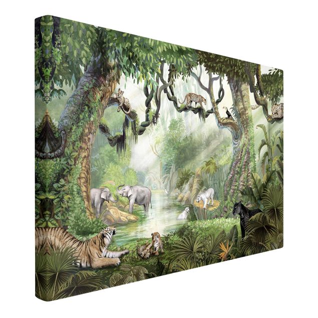 Obrazy nowoczesny Wielkie koty w oazie dżungli