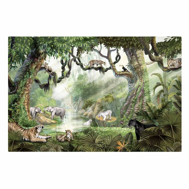 Obraz z kotem Wielkie koty w oazie dżungli