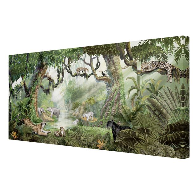 Obrazy drzewa Wielkie koty w oazie dżungli