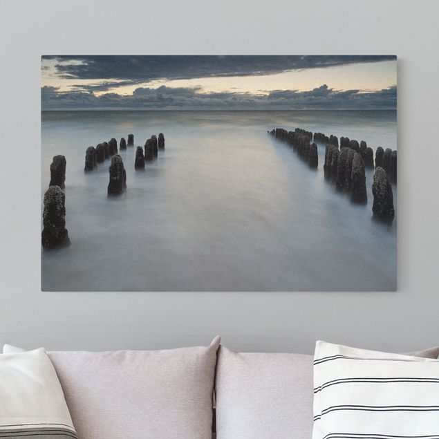 Obrazy nowoczesny Drewniane groty na Morzu Północnym na wyspie Sylt