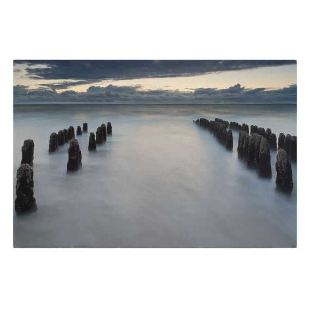 Obraz morze plaża Drewniane groty na Morzu Północnym na wyspie Sylt