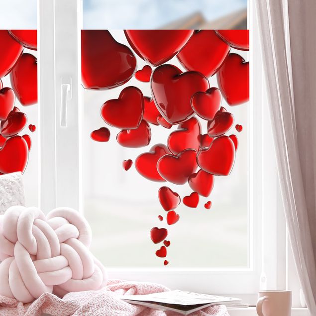 Folia okienna do sypialni Balony z sercem