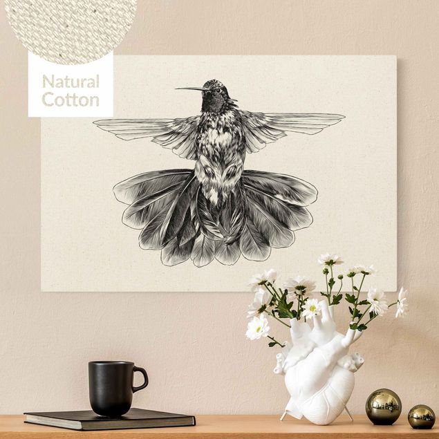 Obrazy do salonu Ilustracja latającego kolibra Czarna