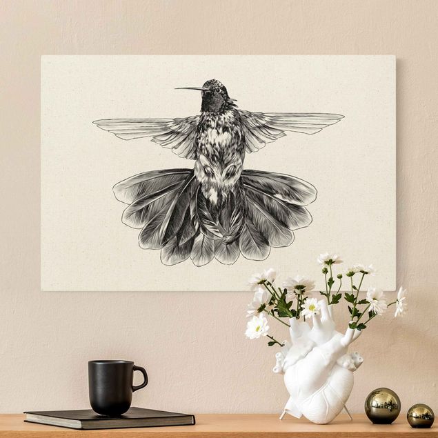 Obrazy nowoczesne Ilustracja latającego kolibra Czarna