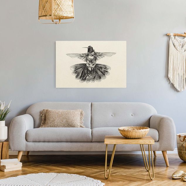 Obrazy zwierzęta Ilustracja latającego kolibra Czarna