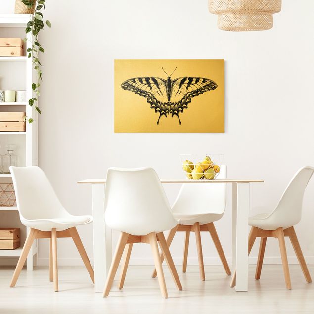Obraz z motylem Illustration Flying Tiger Swallowtail Black