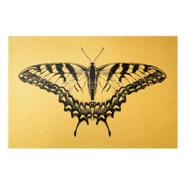 Obraz z tygrysem Illustration Flying Tiger Swallowtail Black