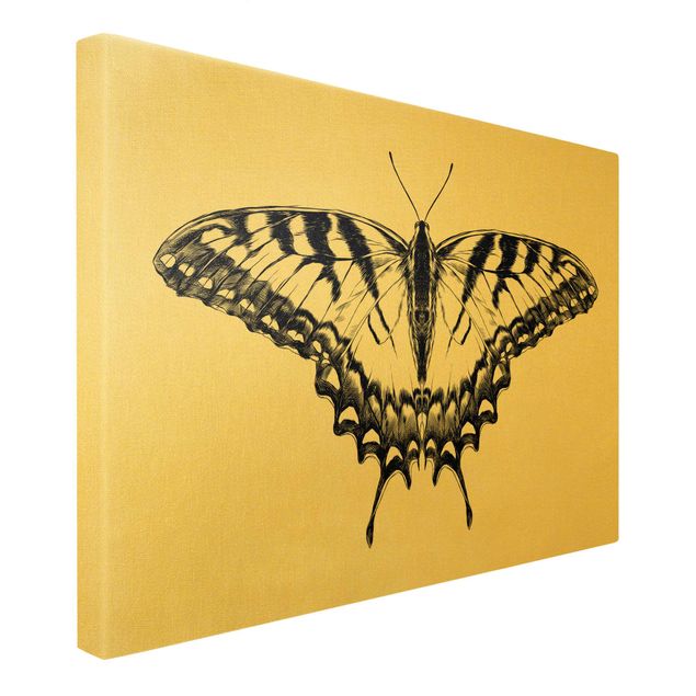 Obraz czarny Illustration Flying Tiger Swallowtail Black