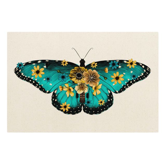 Obraz turkusowy Ilustracja kwiatowa Niebieska morfina