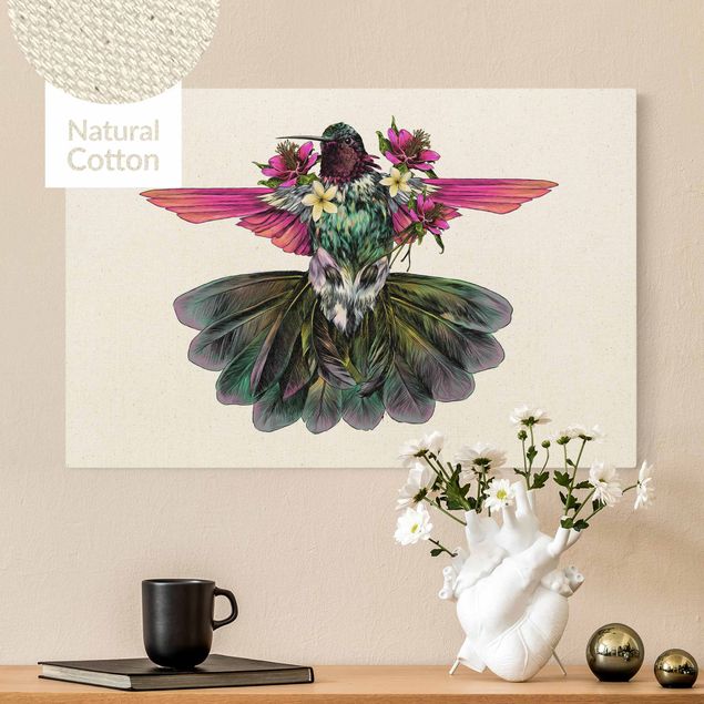 Nowoczesne obrazy do salonu Ilustracja kwiatowego kolibra