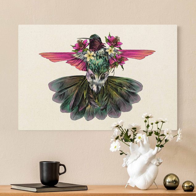 Obrazy nowoczesny Ilustracja kwiatowego kolibra