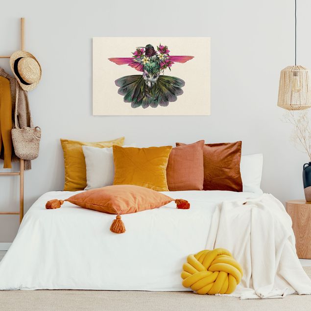 Obrazy na płótnie ptaki Ilustracja kwiatowego kolibra