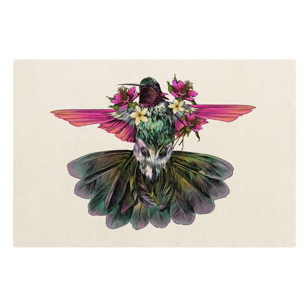 Obrazy kolorowe Ilustracja kwiatowego kolibra
