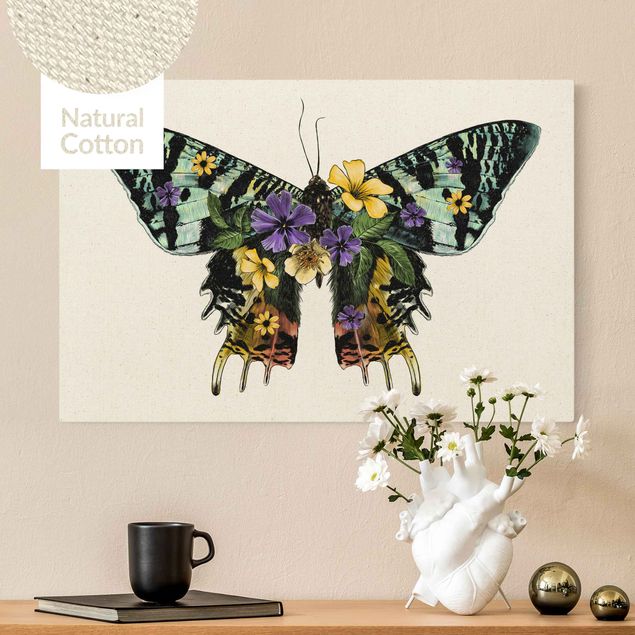 Obrazy do salonu Ilustracja kwiatowego motyla madagaskarskiego