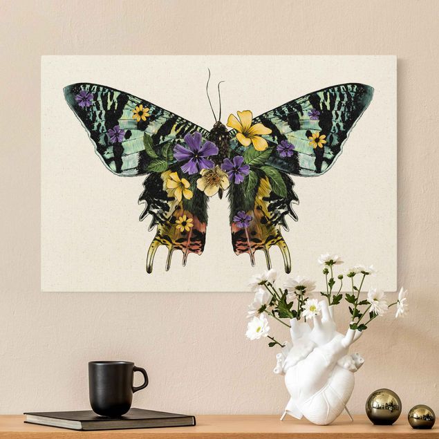 Obrazy nowoczesne Ilustracja kwiatowego motyla madagaskarskiego