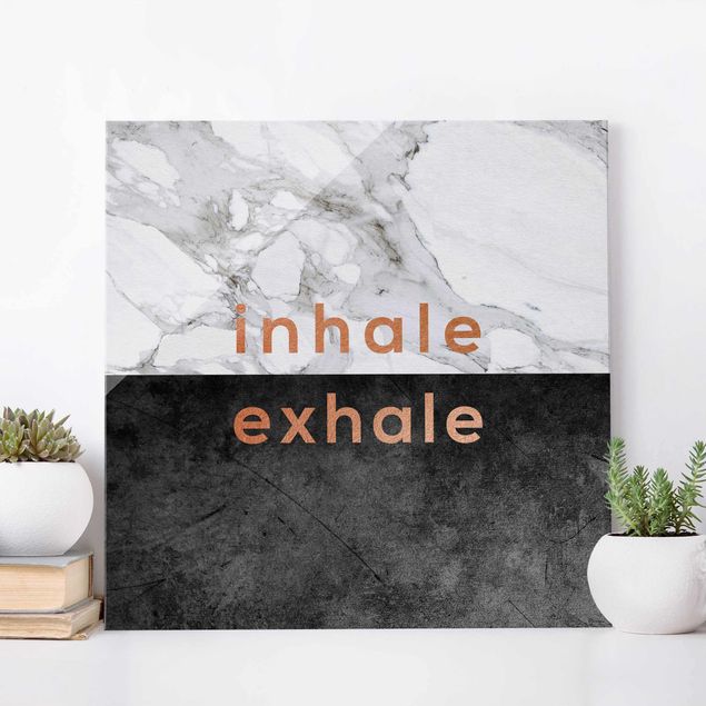 Dekoracja do kuchni Inhale Exhale Miedź i marmur