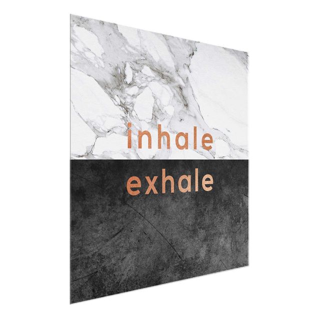 Nowoczesne obrazy do salonu Inhale Exhale Miedź i marmur