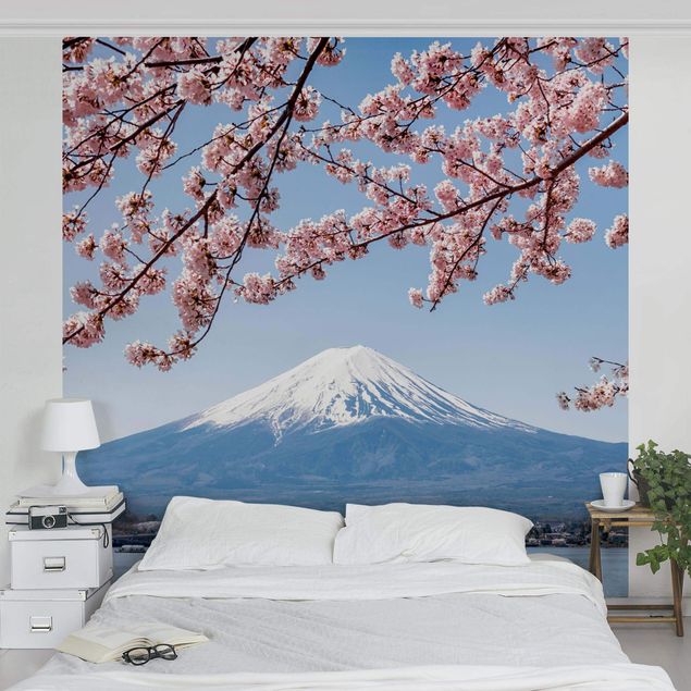Tapeta góry Kwiaty wiśni z górą Fuji