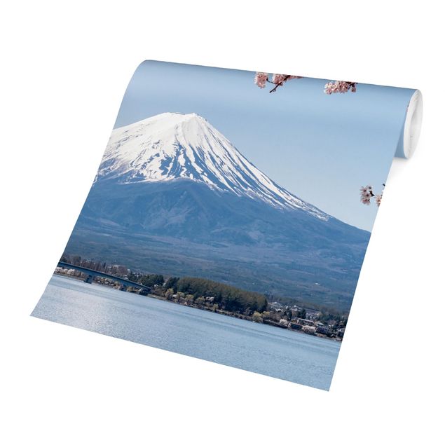 Tapety na ściany Kwiaty wiśni z górą Fuji