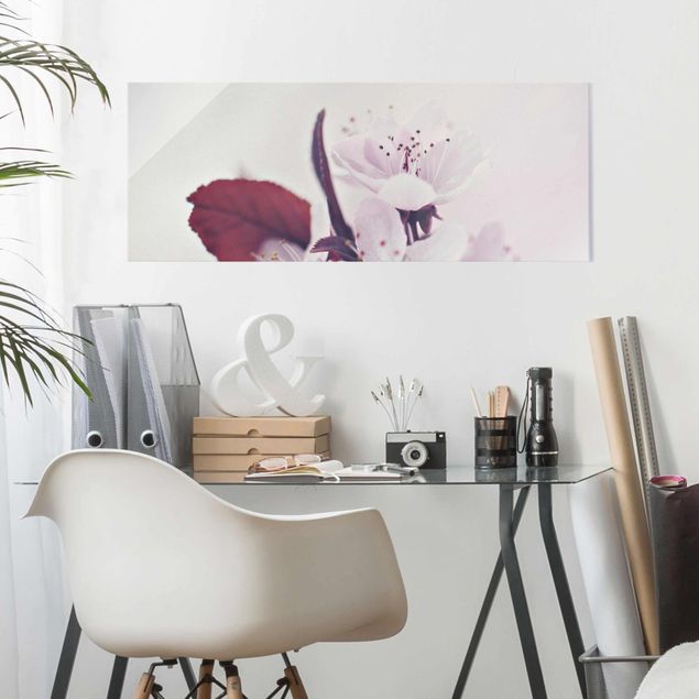 Obrazy do salonu nowoczesne Gałązka kwiatu wiśni staroróżowa