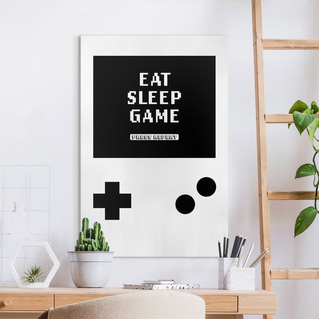 Obrazy do salonu nowoczesne Classical Gaming Console Eat Sleep Game Press Repeat
