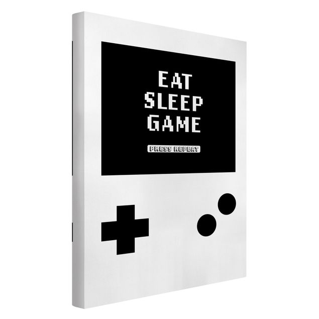Czarno białe obrazki Classical Gaming Console Eat Sleep Game Press Repeat