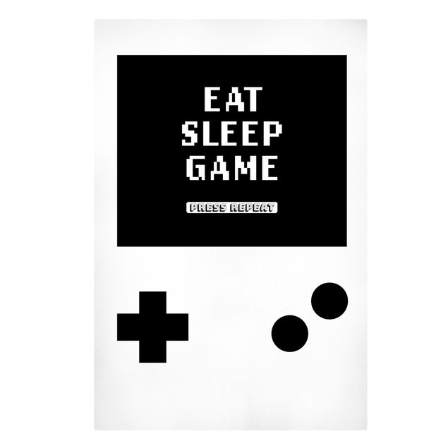 Obraz na płótnie czarno biały Classical Gaming Console Eat Sleep Game Press Repeat