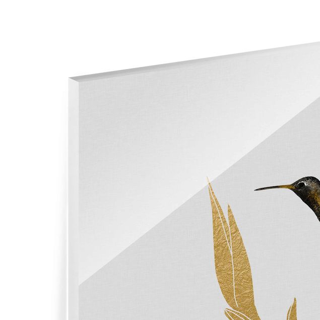 Obrazy kwiatowe Koliber i złoty kwiat tropikalny II