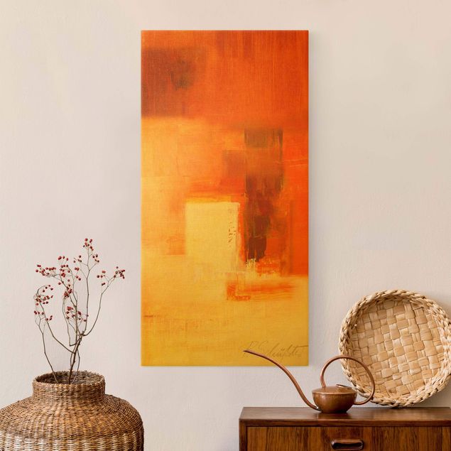 Obrazy do salonu nowoczesne Kompozycja w kolorze pomarańczowym i brązowym 03