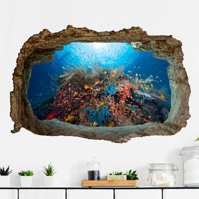 Naklejki na ścianę 3d 3D Podwodna laguna