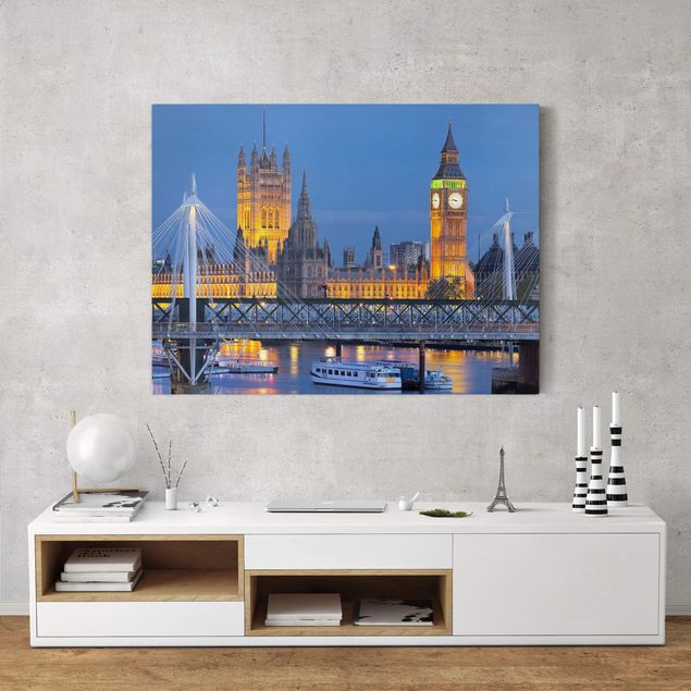 Nowoczesne obrazy do salonu Big Ben i Pałac Westminsterski w Londynie nocą