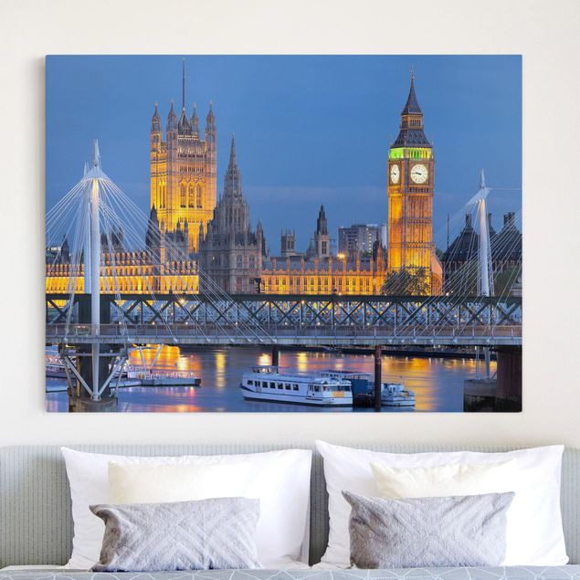Dekoracja do kuchni Big Ben i Pałac Westminsterski w Londynie nocą