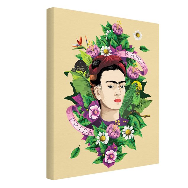Obrazy portret Frida Kahlo - Frida, Äffchen und Papagei