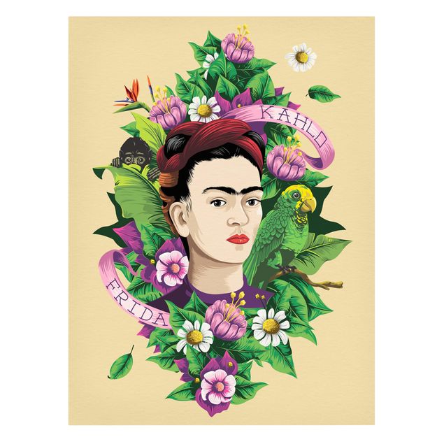 Obrazy artystów Frida Kahlo - Frida, Äffchen und Papagei