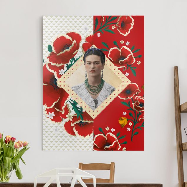 Nowoczesne obrazy do salonu Frida Kahlo - Kwiaty maku