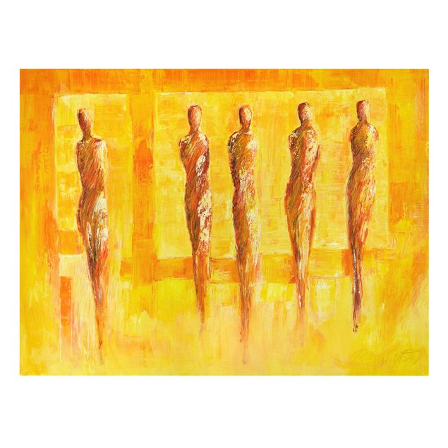 Obrazy portret Pięć postaci w kolorze żółtym