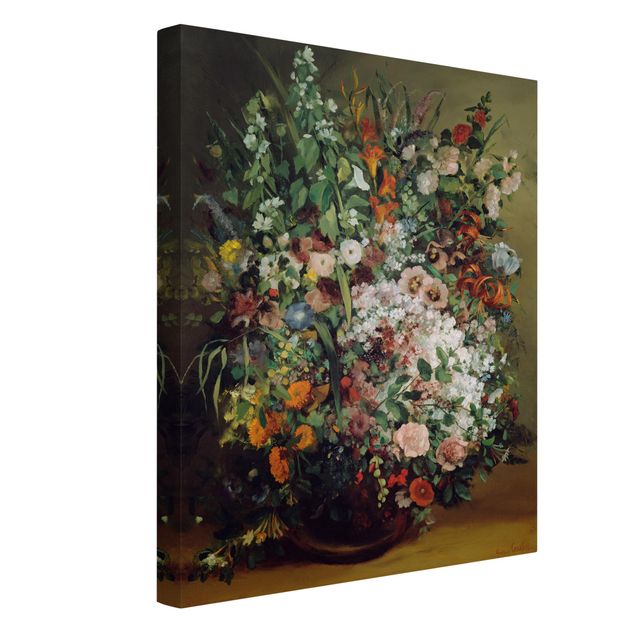 Nowoczesne obrazy do salonu Gustave Courbet - Bukiet kwiatów w wazonie