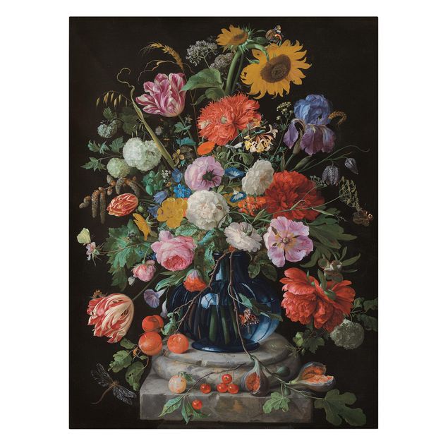 Obrazy na płótnie słoneczniki Jan Davidsz de Heem - Szklany wazon z kwiatami