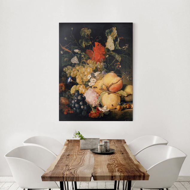 Obrazy do salonu Jan van Huysum - Owoce Kwiaty i owady